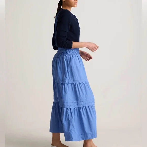 NWOT Quince 100% Organic Cotton Poplin Tiered Maxi Skirt - Picture 3 of 3